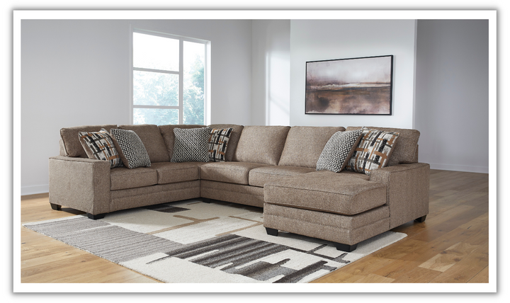 Cannonbrook 3-Piece Sectional with Chaise in Nutmeg-Leahyco 