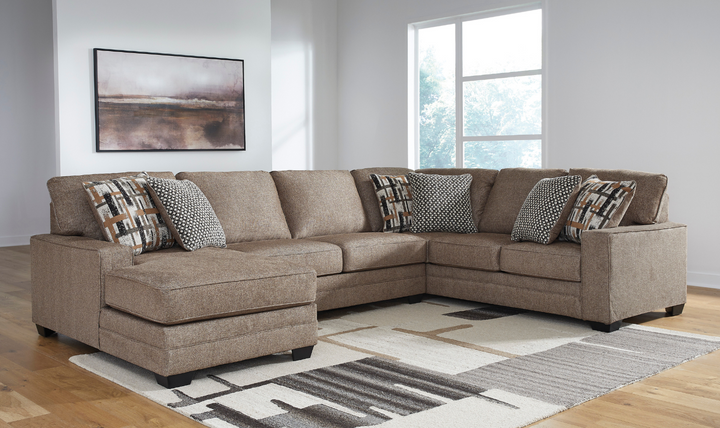 Cannonbrook 3-Piece Sectional with Chaise in Nutmeg-Leahyco 