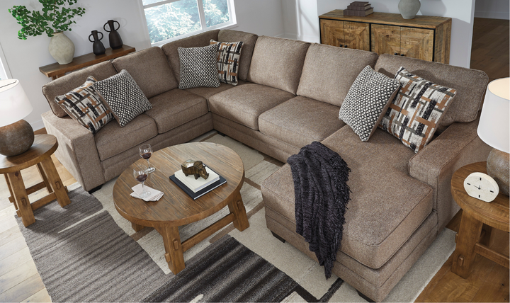 Cannonbrook 3-Piece Sectional with Chaise in Nutmeg-Leahyco 