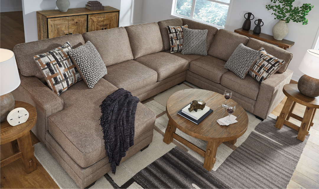 Cannonbrook 3-Piece Sectional with Chaise in Nutmeg-Leahyco 