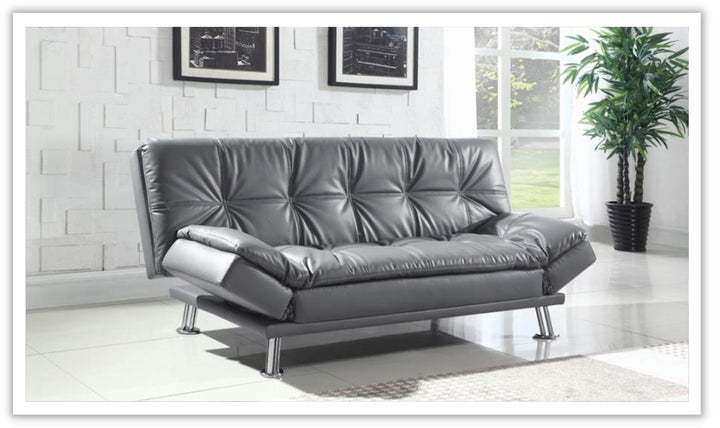 Carlinda Grey Futon with Chrome Leg finish