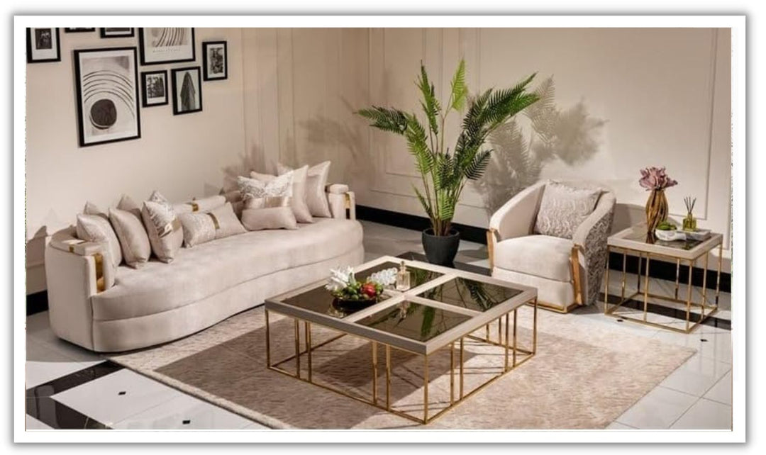 Carmela Living Room Set with Metal Band Arms