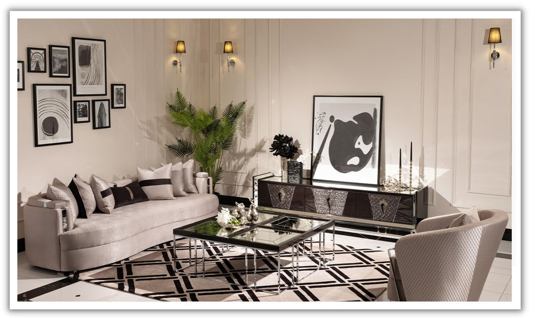 Carmela Living Room Set with Metal Band Arms