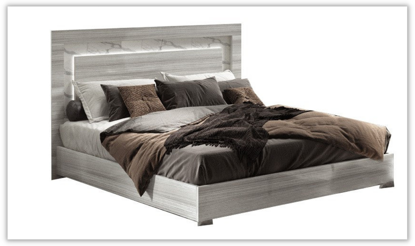 Carrara Gray Rectangular Wooden Bedroom Set with LED Lights