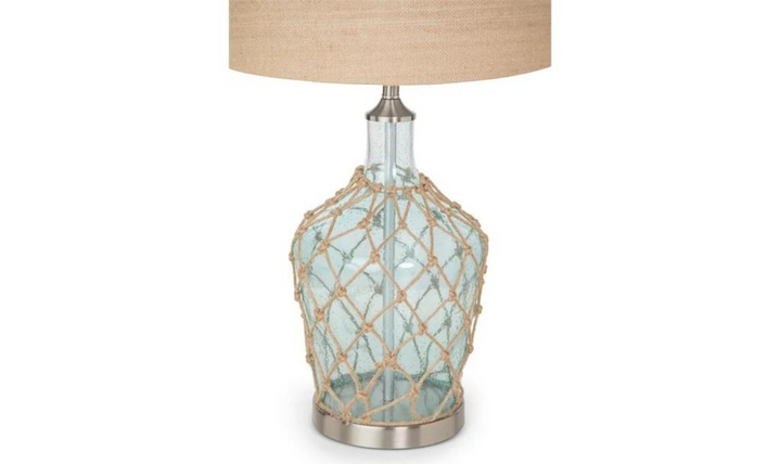 Cast 28" Bubble Glass Coastal Table Lamp Rope (Set of 2)