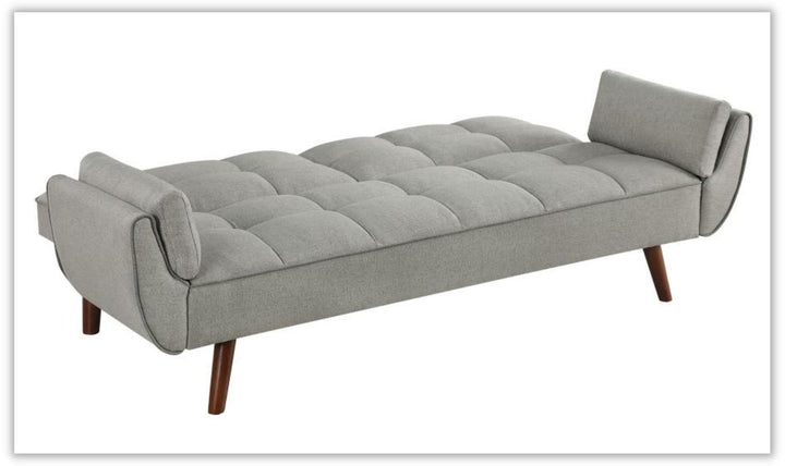 Caufield Biscuit-Tufted Gray Fabric Sleeper Sofa Bed