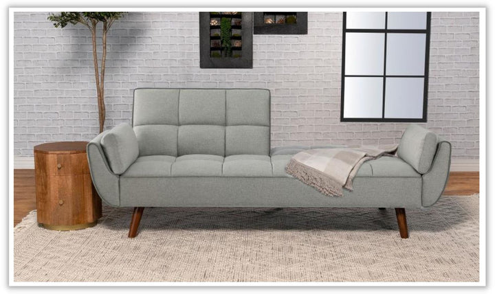 Caufield Biscuit-Tufted Gray Fabric Sleeper Sofa Bed