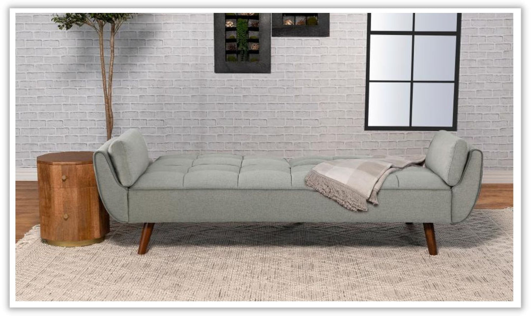 Caufield Biscuit-Tufted Gray Fabric Sleeper Sofa Bed