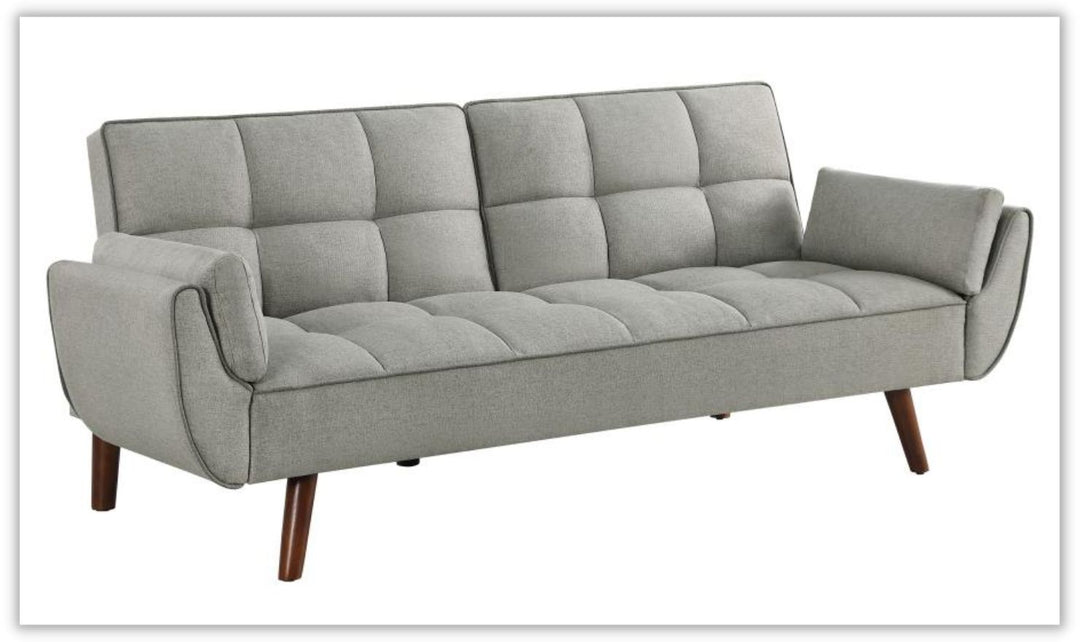 Caufield Biscuit-Tufted Gray Fabric Sleeper Sofa Bed