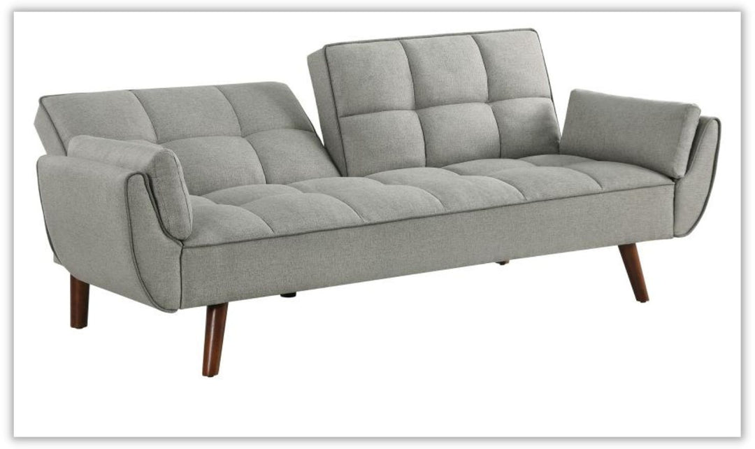 Caufield Biscuit-Tufted Gray Fabric Sleeper Sofa Bed