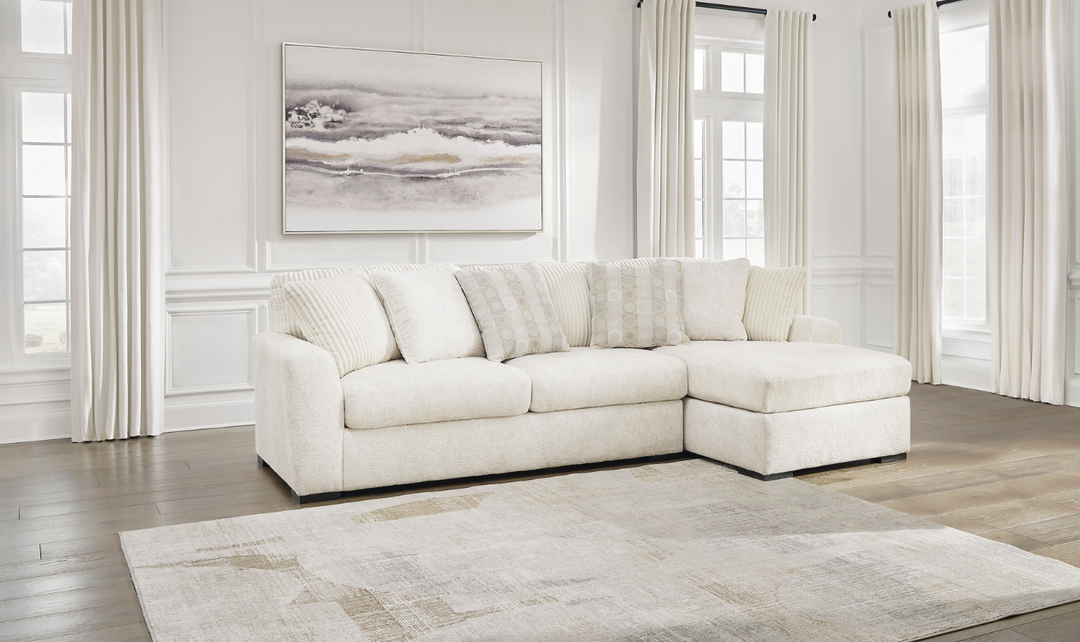 Chessington Fabric Sectional with Chaise in Ivory