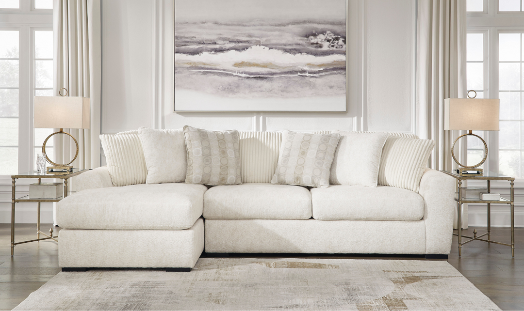 Chessington Fabric Sectional with Chaise in Ivory