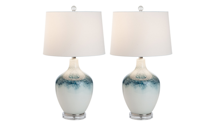 Coast 28.5" Blue and White Glass Table Lamp (Set of 2)