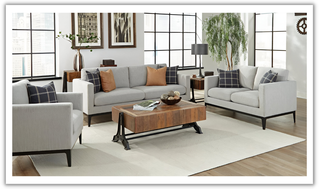 Coaster Furniture Apperson Gray Fabric Living Room Set-Leahyco