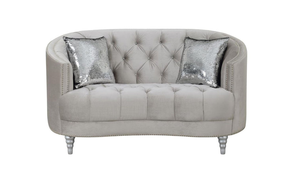 Coaster Furniture Avonlea Tufted Gray Fabric Sloped Arm Loveseat