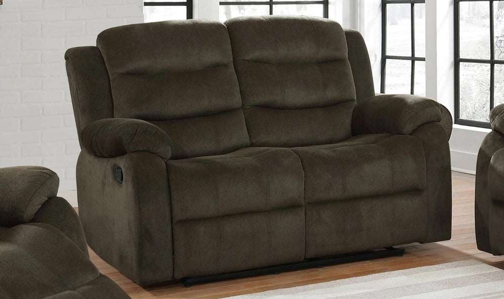 Coaster Furniture Rodman Tufted Back Motion Loveseat in Brown