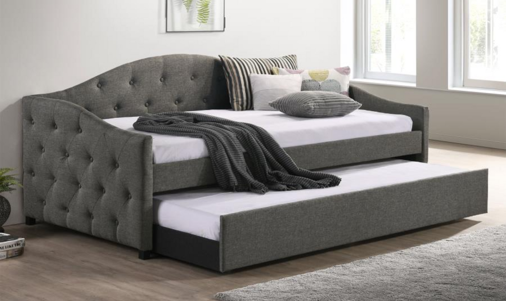 Coaster Sadie Upholstered Tufted Twin Daybed with Trundle in Gray-Leahyco