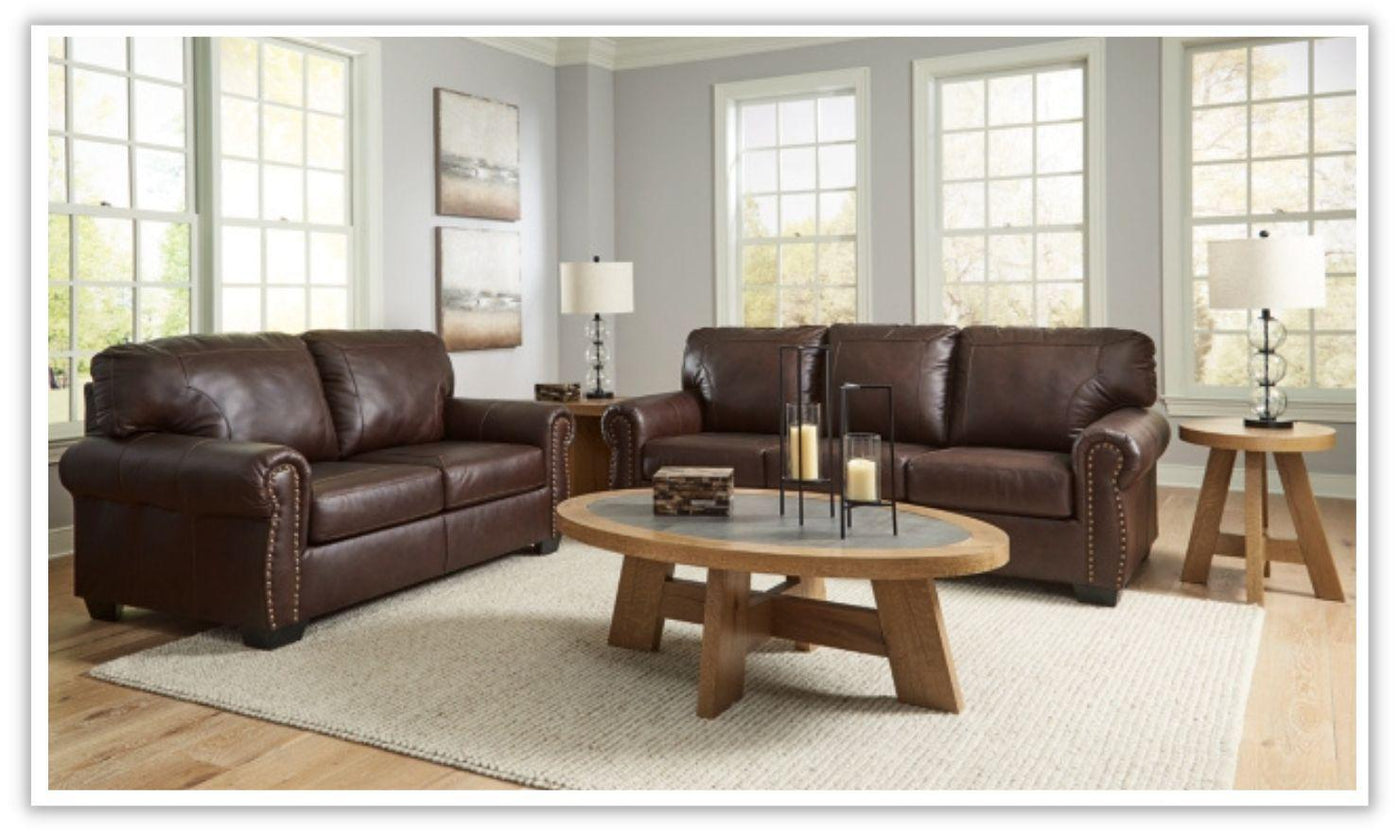 Colleton Dark Brown Leather Living Room Set