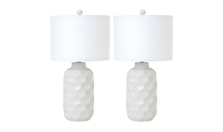 Cordelia 30" White Ceramic Table Lamp, (Set of 2)