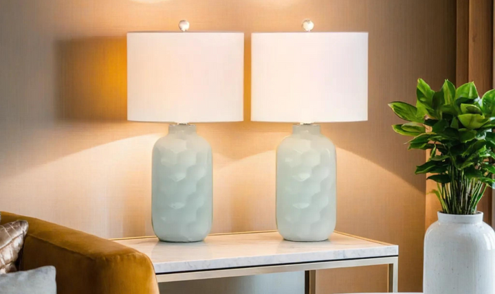 Cordelia 30" White Ceramic Table Lamp, (Set of 2)