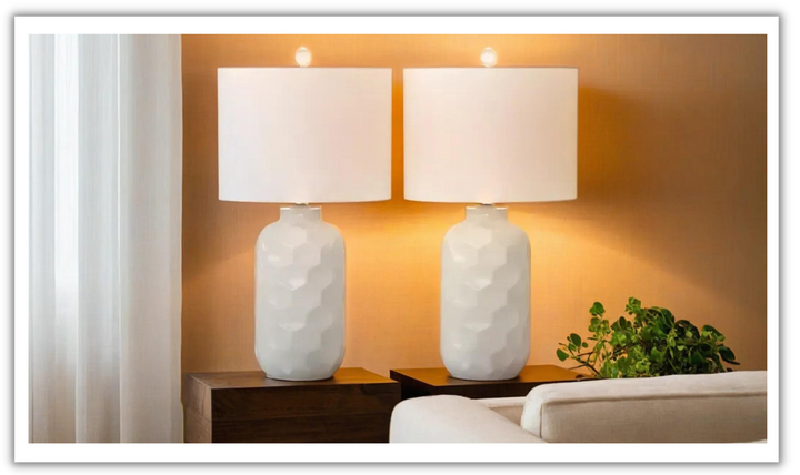 Cordelia 30" White Ceramic Table Lamp, (Set of 2)