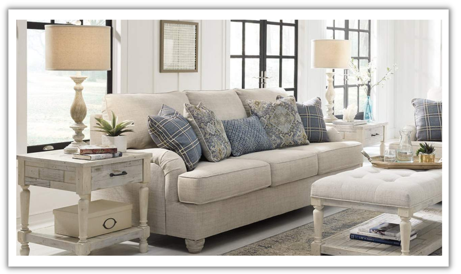 Modern Heritage Traemore 3-Seater Fabric Queen Sleeper Sofa in Linen