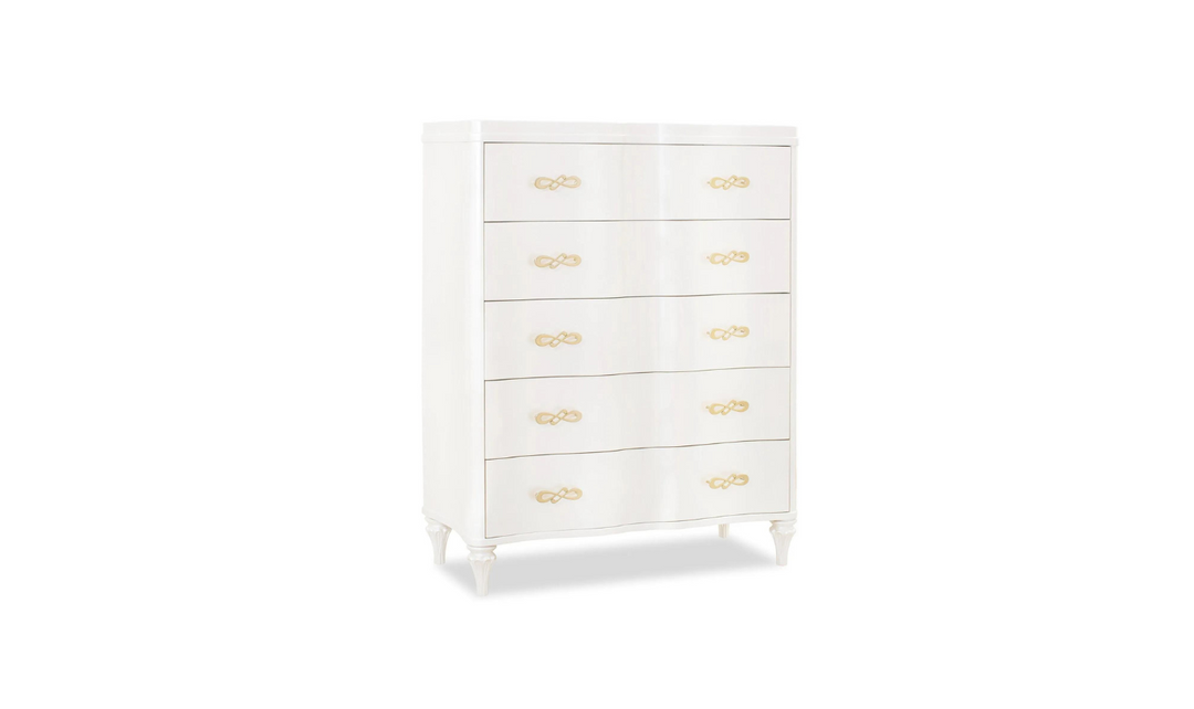 Cosmos Madona 5-Drawer Wooden Chest in Pearl