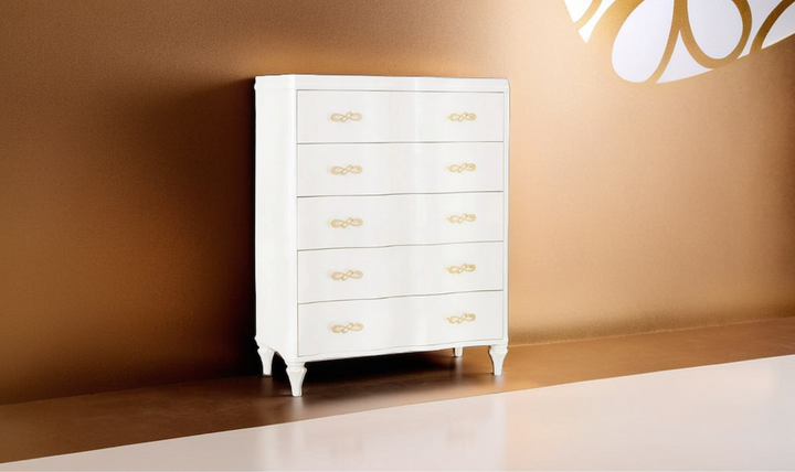 Cosmos Madona 5-Drawer Wooden Chest in Pearl