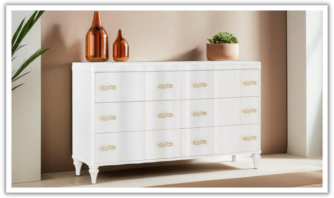 Cosmos Madona 6-drawers Wooden Dresser in Pearl