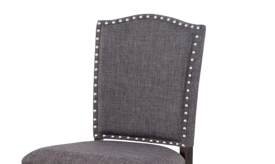 Cosmos Sylvia Upholstery Brown Fabric Dining Chair with Nailhead Finish