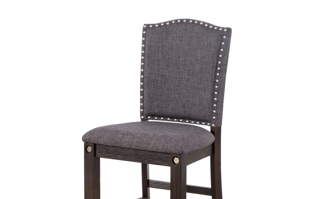 Cosmos Sylvia Upholstery Brown Fabric Dining Chair with Nailhead Finish