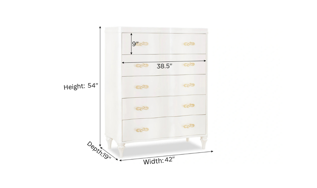 Cosmos Madona 5-Drawer Wooden Chest in Pearl