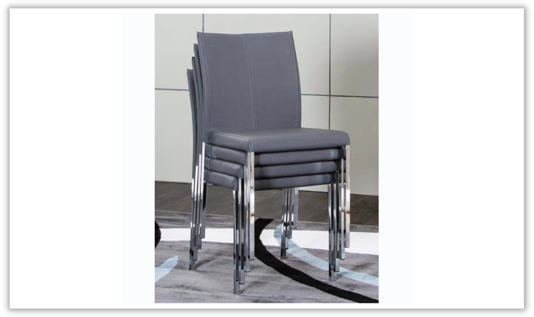 Cramco Corona PU Chrome Stack Armless Chairs with Cushion Back