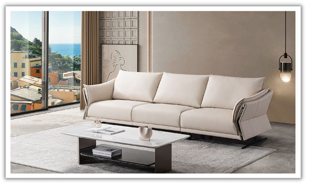 Giada 3 Seater Leather Sofa in Beige