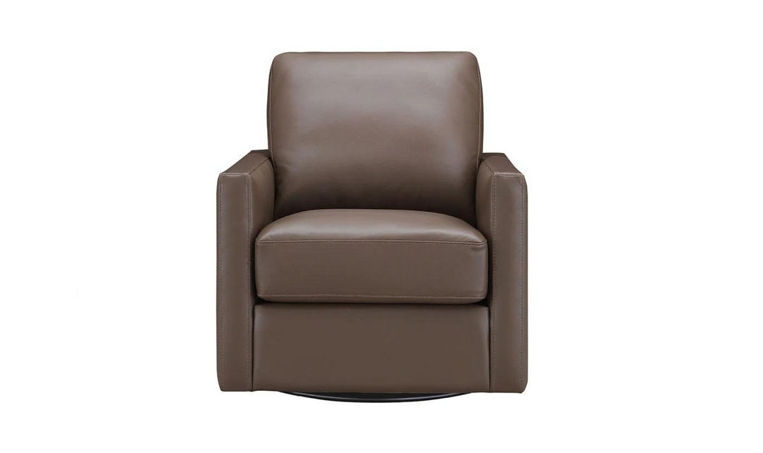 Dillon Swivel Leather Chair with Track Arms