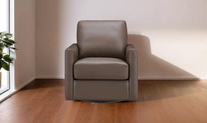 Dillon Swivel Leather Chair with Track Arms