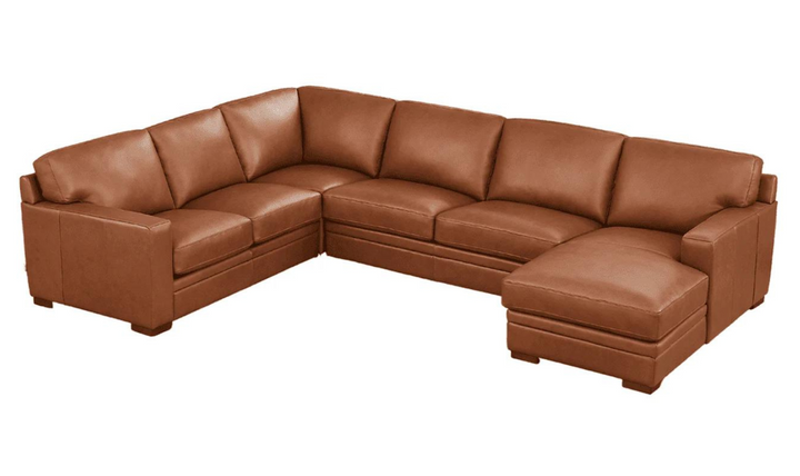 Dillon U-Shape Leather Sectional Sofa in Nutmeg Brown