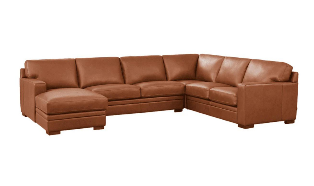 Dillon U-Shape Leather Sectional Sofa in Nutmeg Brown