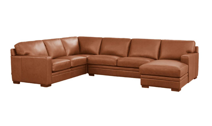 Dillon U-Shape Leather Sectional Sofa in Nutmeg Brown