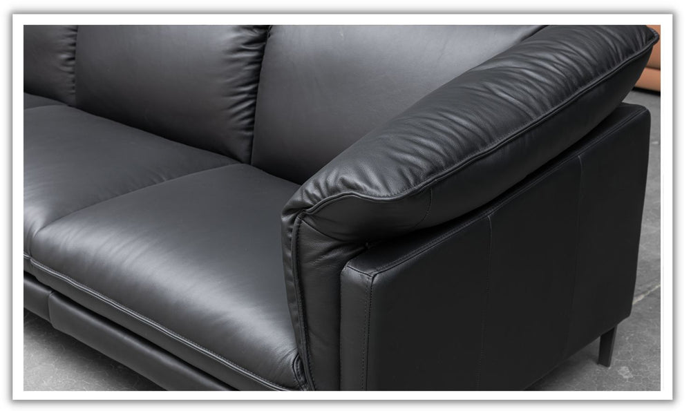 Dolce 3 Seater Stationary Leather Sofa In Black