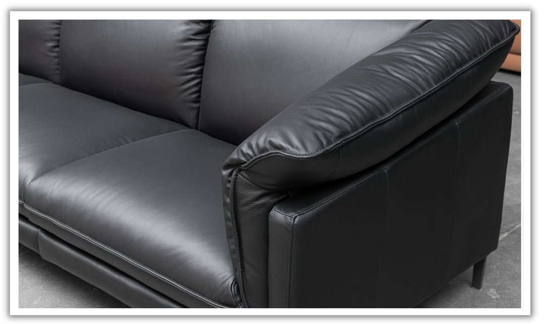 Dolce Stationary Black Leather Chair with Cushion Arm