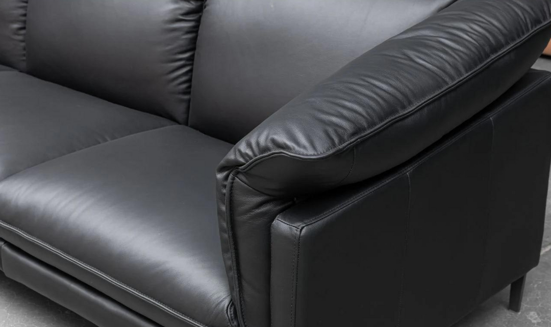 Dolce 3 Seater Stationary Leather Sofa In Black