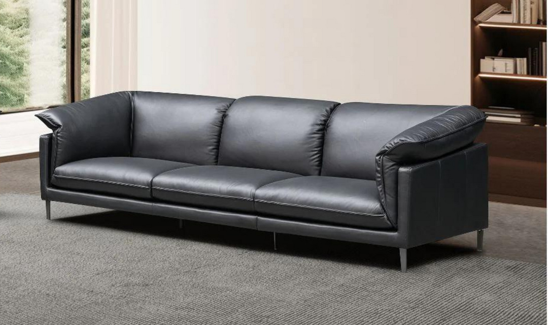 Dolce 3 Seater Stationary Leather Sofa In Black