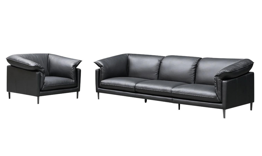 Dolce 3 Seater Stationary Leather Sofa In Black