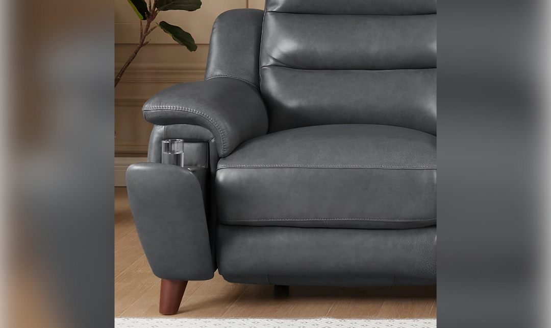 Dream Leather Power Headrest Zero Gravity Reclining Sofa with Hidden Cup holder-Leahyco