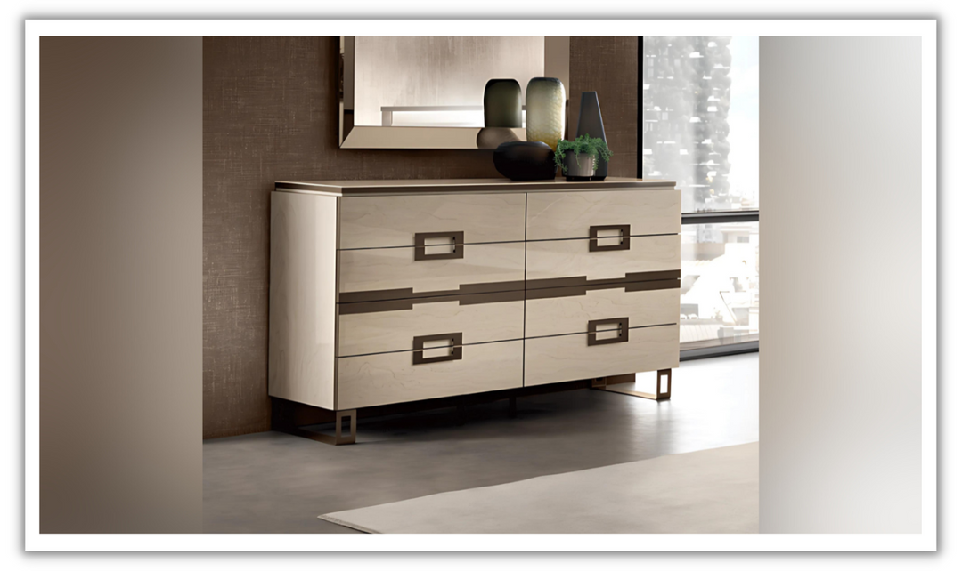 ESF Furniture Poesia 4 Drawer Double Dresser with Marble Top-Leahyco