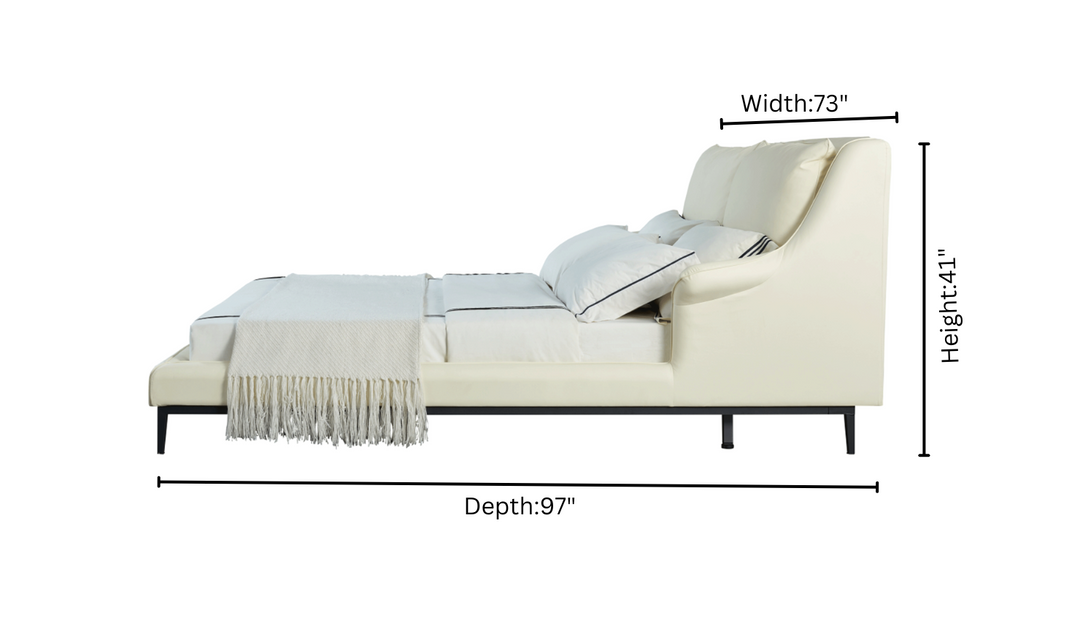 ESF Italia Adio 2-seater Leather King Size Sleeper Sofa In Cream