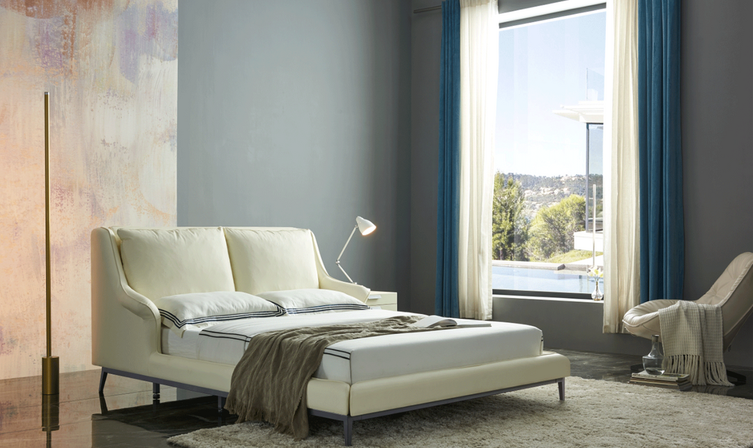 ESF Italia Adio 2-seater Leather King Size Sleeper Sofa In Cream