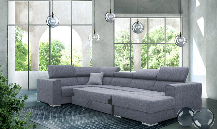 ESF Italia Quartz Electric Recliner Sectional Sofabed with Adjustable Headrest & Footrest