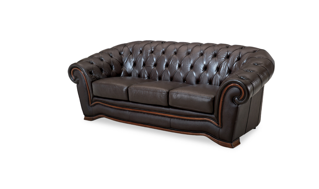 ESF Italia Aviana 3-seater Brown Leather Sofa with Glossy Finish